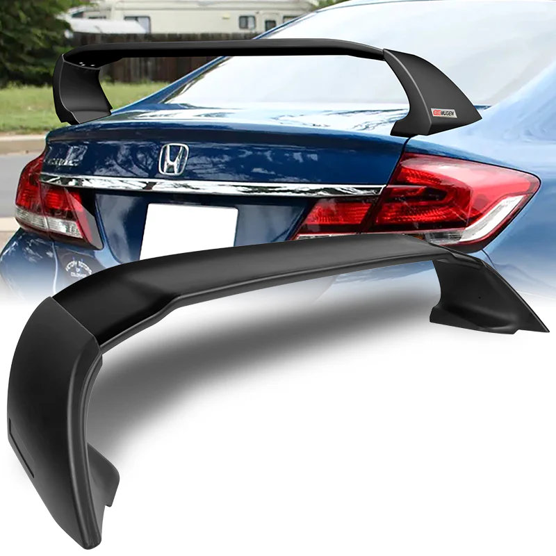 MUG-Style Rear Trunk Lip Spoiler Wing For 2012-2015 Honda Civic Sedan 4-DR -ABS Unpainted Matte Black - Image 7