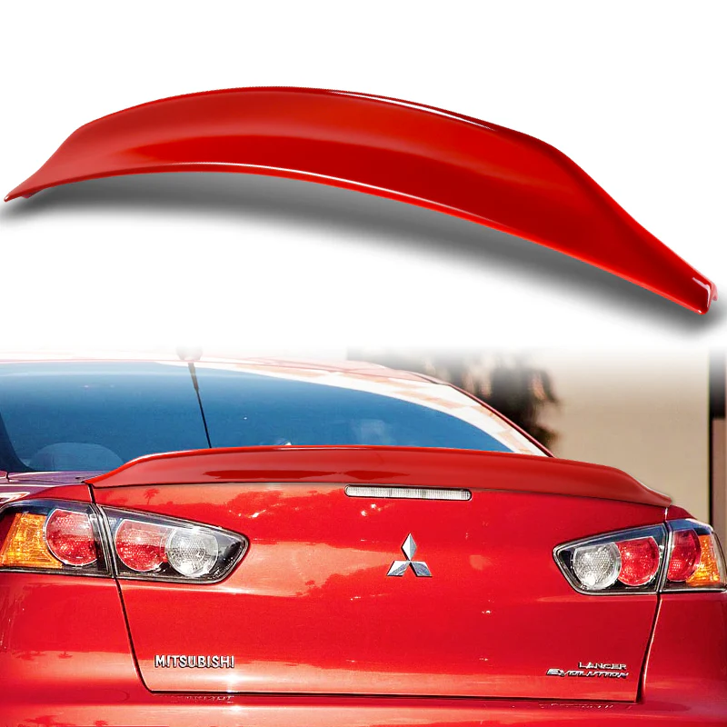 Rear Trunk Lip Spoiler Wing For 2008-2017 Mitsubishi Lancer EVO 10 -ABS Painted Red - Image 6