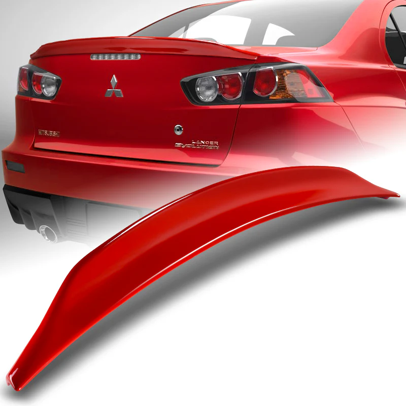 Rear Trunk Lip Spoiler Wing For 2008-2017 Mitsubishi Lancer EVO 10 -ABS Painted Red - Image 7