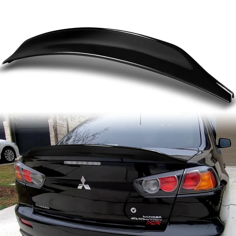 Rear Trunk Lip Spoiler Wing For 2008-2017 Mitsubishi Lancer EVO 10 -ABS Painted Black - Image 7