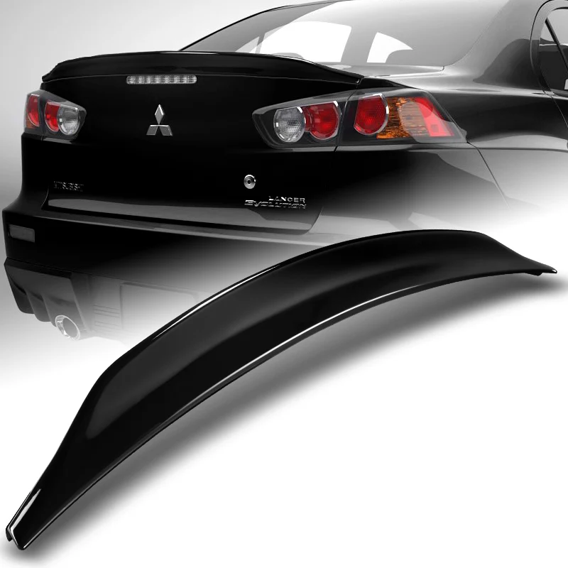 Rear Trunk Lip Spoiler Wing For 2008-2017 Mitsubishi Lancer EVO 10 -ABS Painted Black - Image 8