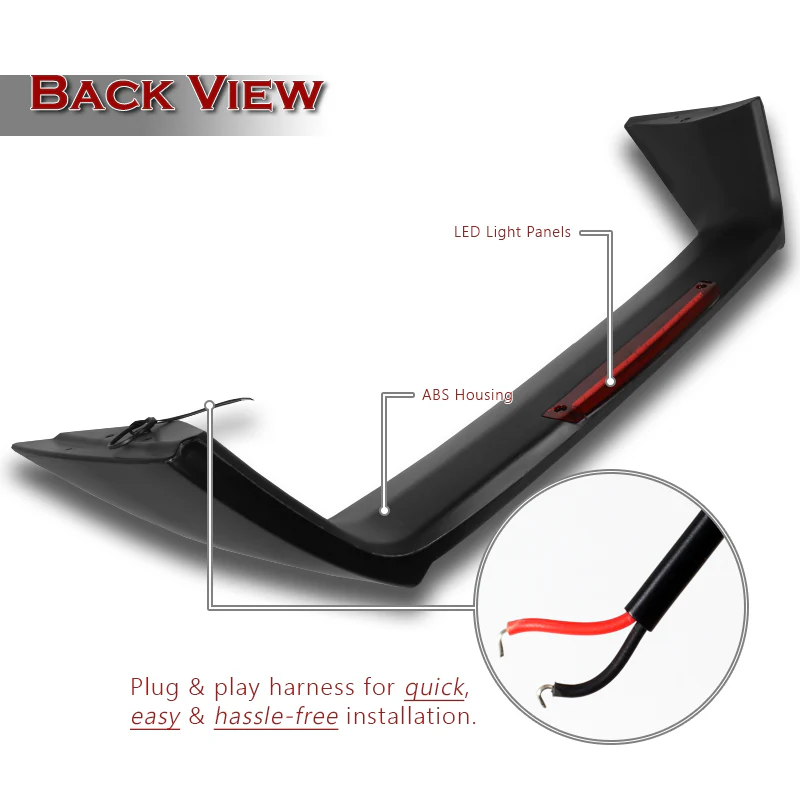 Type-R Rear Trunk Lip Spoiler Wing For 2002-2006 Acura RSX DC5 With LED Brake Light -ABS Unpainted Matte Black - Image 2