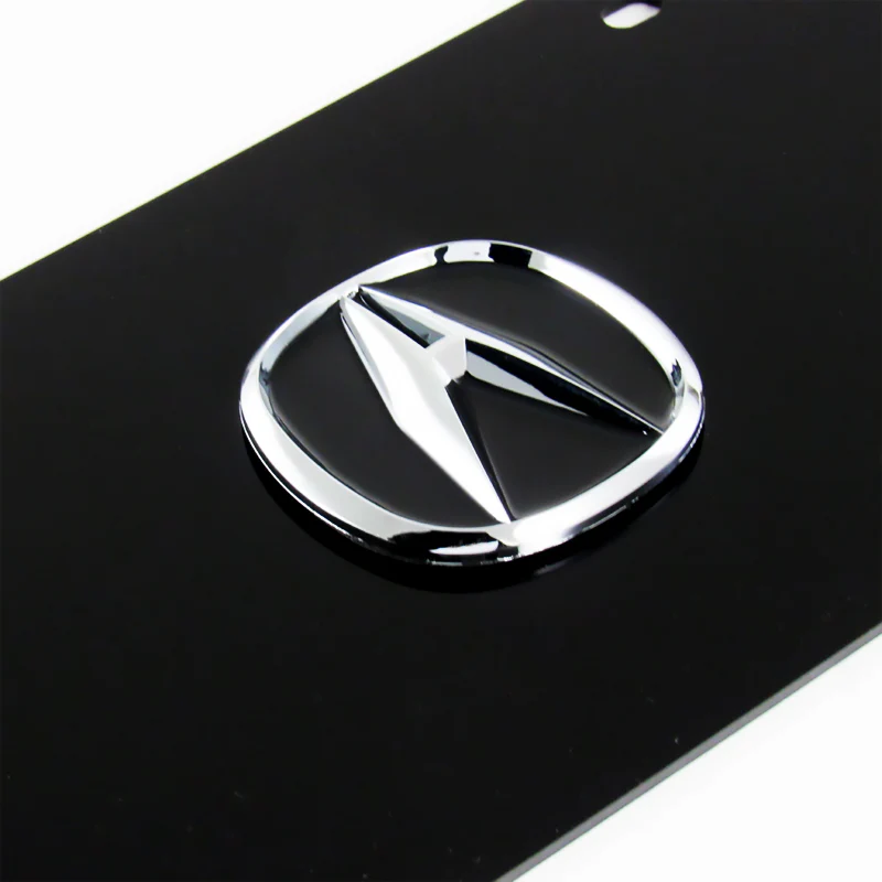 Acura 3D Logo Stainless Steel with Black Acrylic Construction Front License Plate Frame with caps Authentic - Image 2