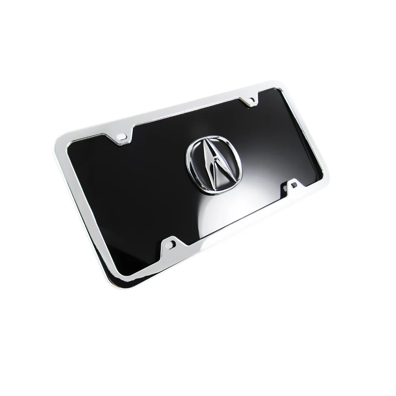 Acura 3D Logo Stainless Steel with Black Acrylic Construction Front License Plate Frame with caps Authentic - Image 4