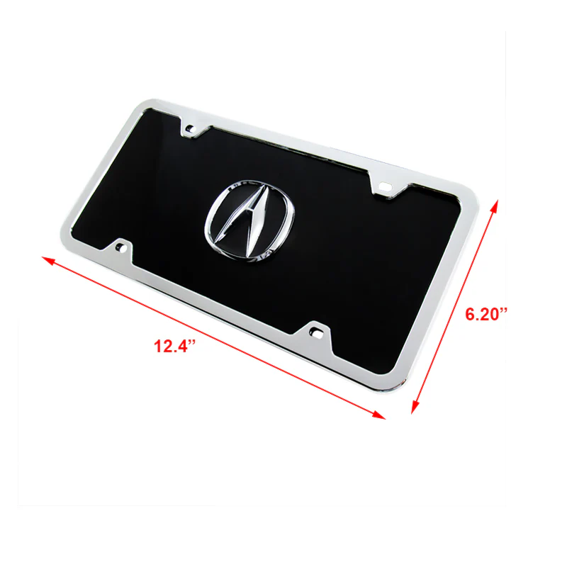 Acura 3D Logo Stainless Steel with Black Acrylic Construction Front License Plate Frame with caps Authentic - Image 5