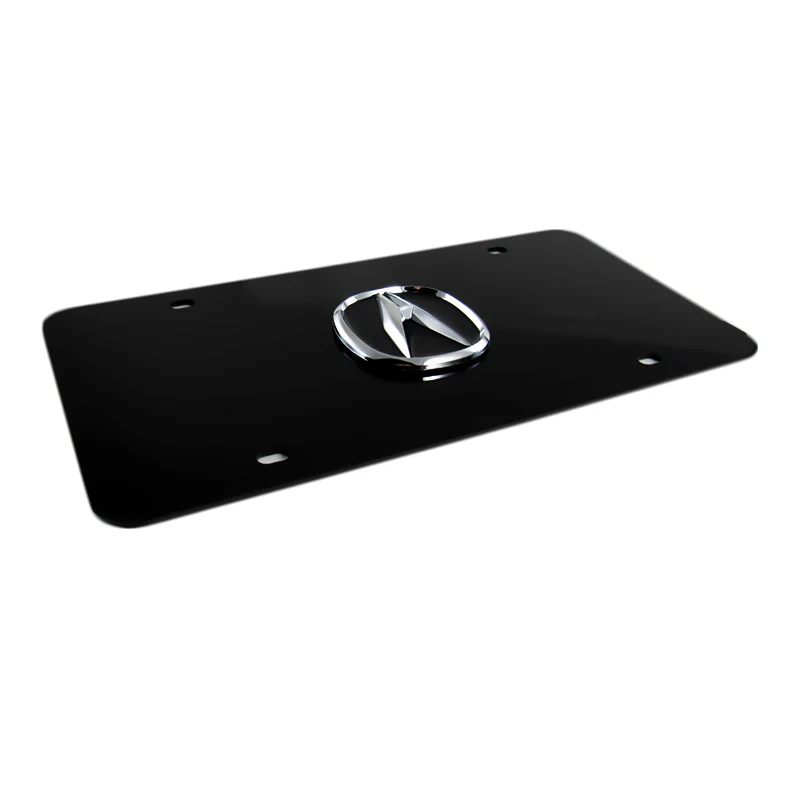 Acura 3D Logo Stainless Steel with Black Acrylic Construction Front License Plate Frame with caps Authentic - Image 6