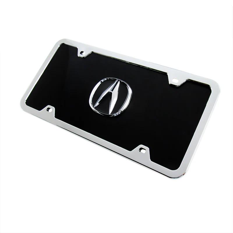 Acura 3D Logo Stainless Steel with Black Acrylic Construction Front License Plate Frame with caps Authentic - Image 8
