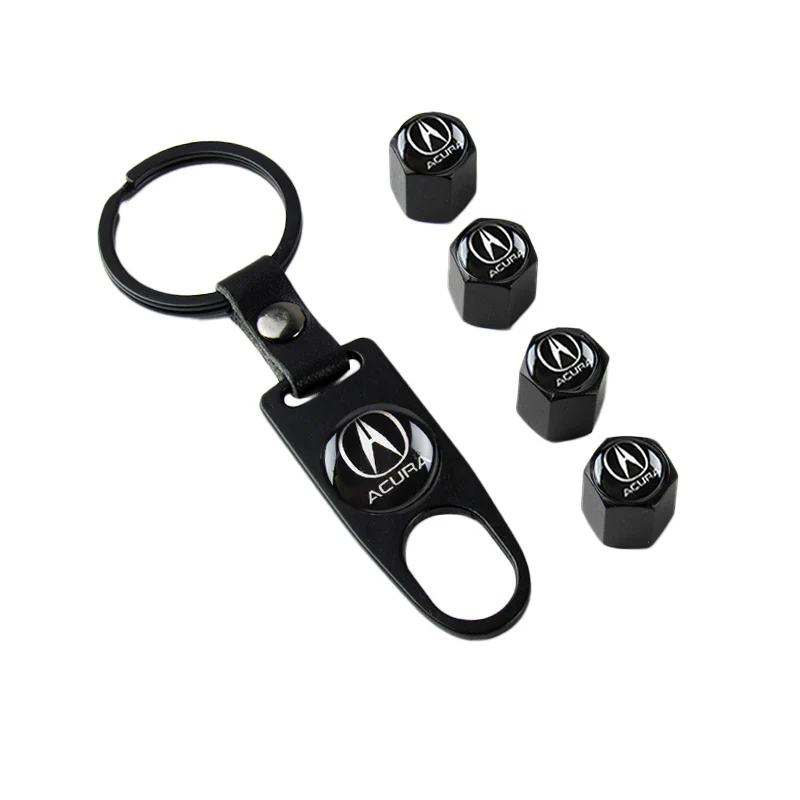 ACURA Black Car Wheel Tire Valves Dust Stem Air Caps Keychain Emblem KEY FOB Set - US SELLER - Image 6