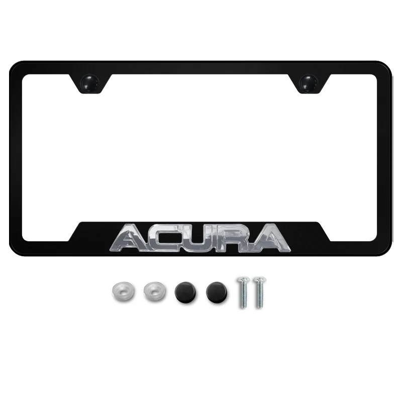 ACURA Black Stainless Steel Black Cut-Out 3D License Plate Frame 1pc - Image 3
