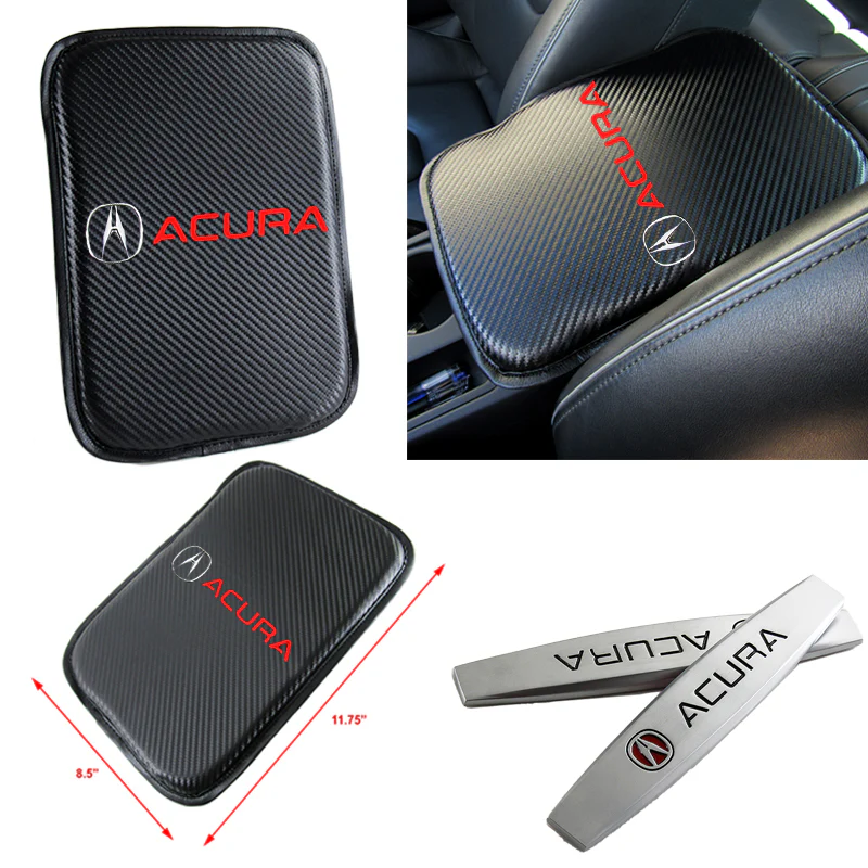 Acura Car Center Console Armrest Cushion Mat Pad Cover with Metal Emblems Set - Image 8