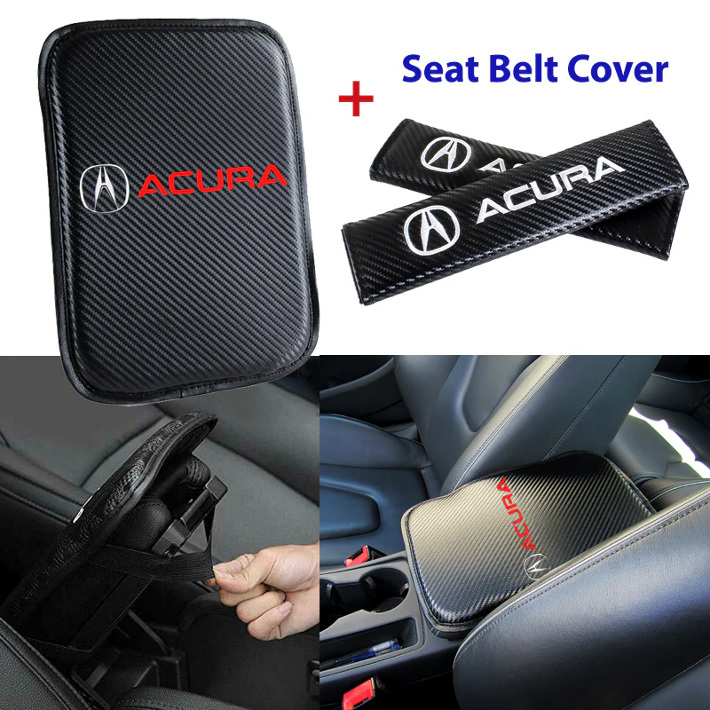 Acura Car Center Console Armrest Cushion Mat Pad Cover with Seat Belt Cover Set - Image 6