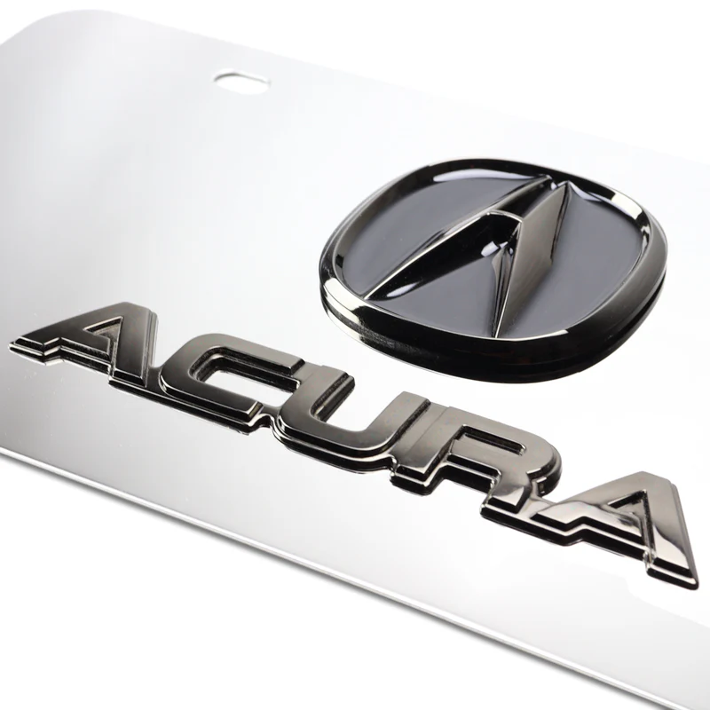 ACURA Dual 3D Black Pearl Logo Front Stainless Steel License Plate Frame 1pc - Image 2