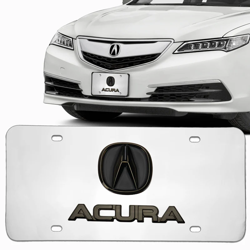 ACURA Dual 3D Black Pearl Logo Front Stainless Steel License Plate Frame 1pc - Image 5
