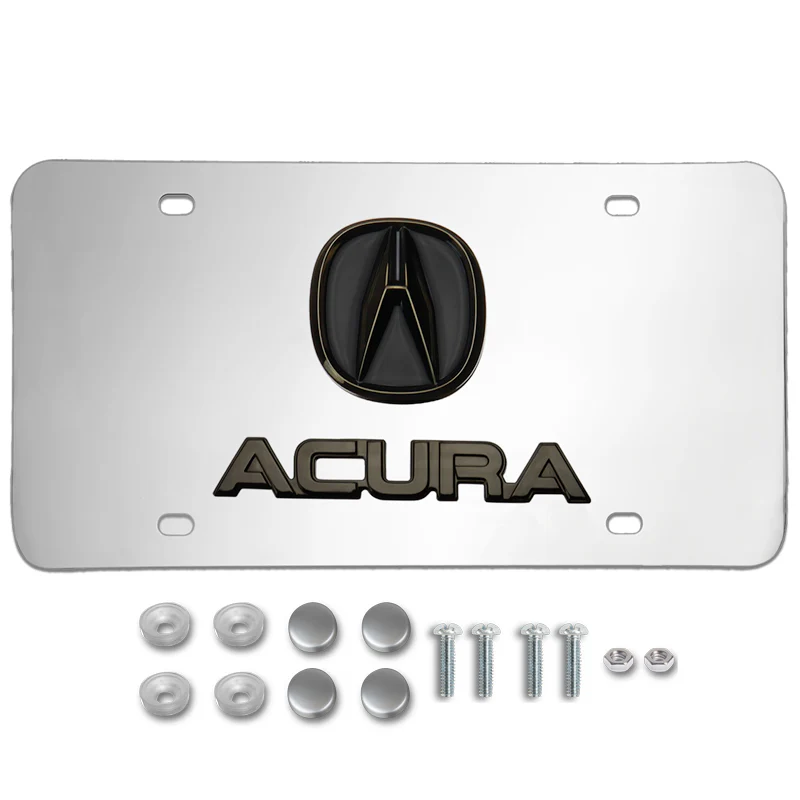 ACURA Dual 3D Black Pearl Logo Front Stainless Steel License Plate Frame 1pc - Image 7