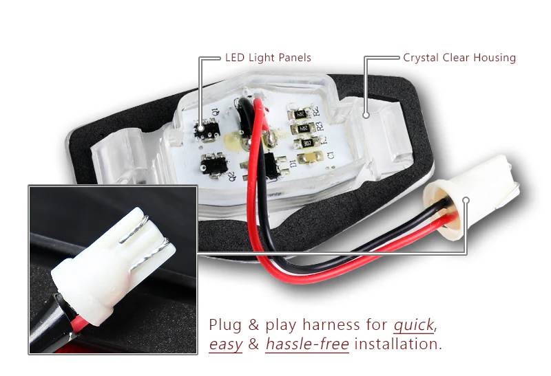 2003-2017 Honda Accord Sedan / 4DR White 18-SMD 6000K LED License Plate Lights (2pcs) - Image 2