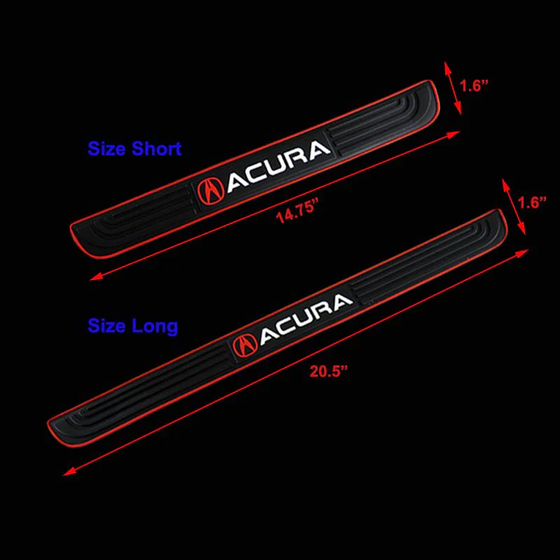 Acura Set 4PCS Rubber Car Door Scuff Sill Panel Step Protector with Tire Wheel Valves Dust Stem Air Caps Keychain - Image 10