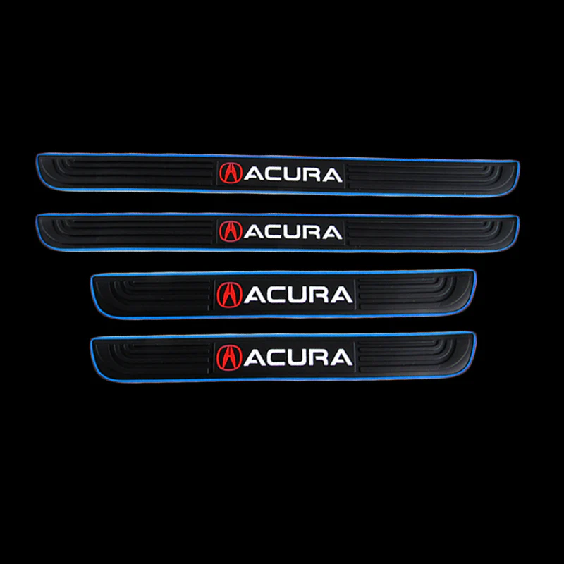 Acura Set 4PCS Car Door Rubber Scuff Sill Panel Step Protector with Tire Wheel Valves Dust Stem Air Caps Keychain - Image 2