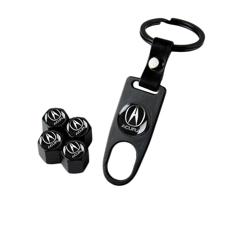 Acura Set 4PCS Car Door Rubber Scuff Sill Panel Step Protector with Tire Wheel Valves Dust Stem Air Caps Keychain - Image 3