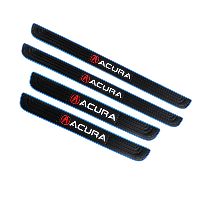 Acura Set 4PCS Car Door Rubber Scuff Sill Panel Step Protector with Tire Wheel Valves Dust Stem Air Caps Keychain - Image 6