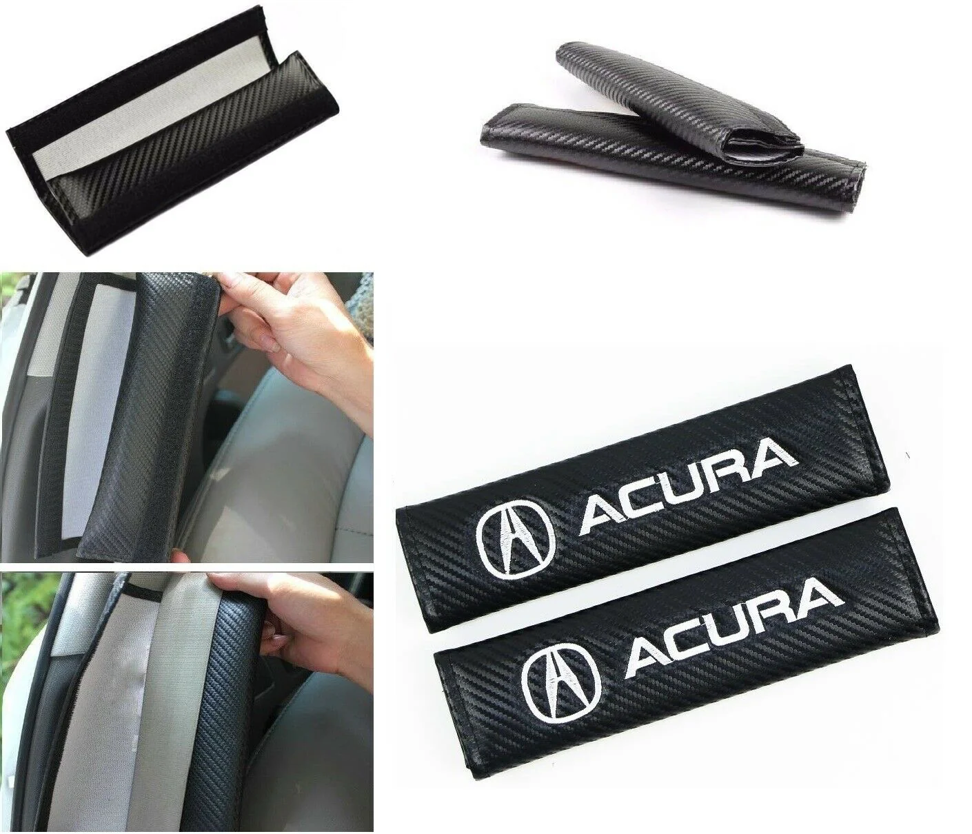 Acura Set Car Door Scuff Sill Rubber Cover Panel Step 4PCS Blue Border Protector with Seat Belt Covers - Image 4