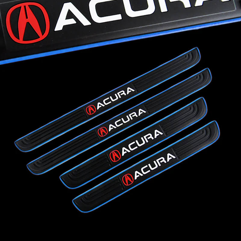 Acura Set Car Door Scuff Sill Rubber Cover Panel Step 4PCS Blue Border Protector with Seat Belt Covers - Image 6