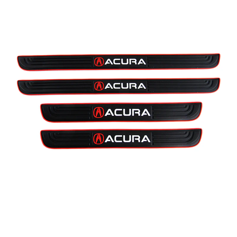 Acura Set Car Door Scuff Sill Rubber Cover Panel Step 4PCS Red Border Protector with Seat Belt Covers - Image 5