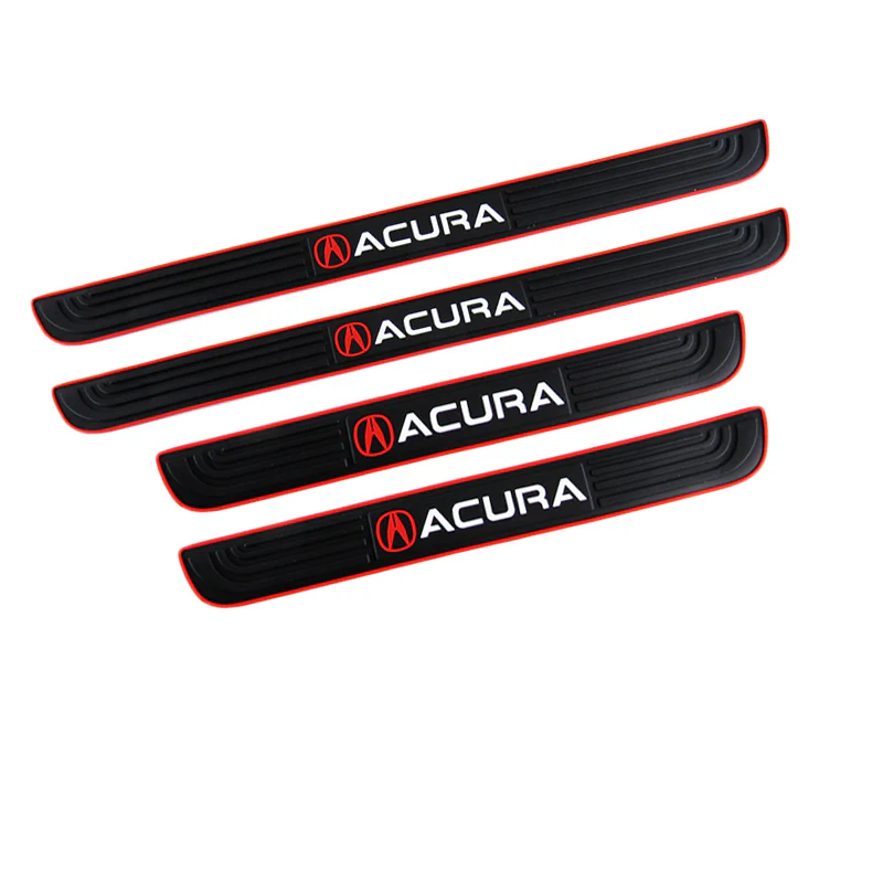 Acura Set Car Door Scuff Sill Rubber Cover Panel Step 4PCS Red Border Protector with Seat Belt Covers - Image 7