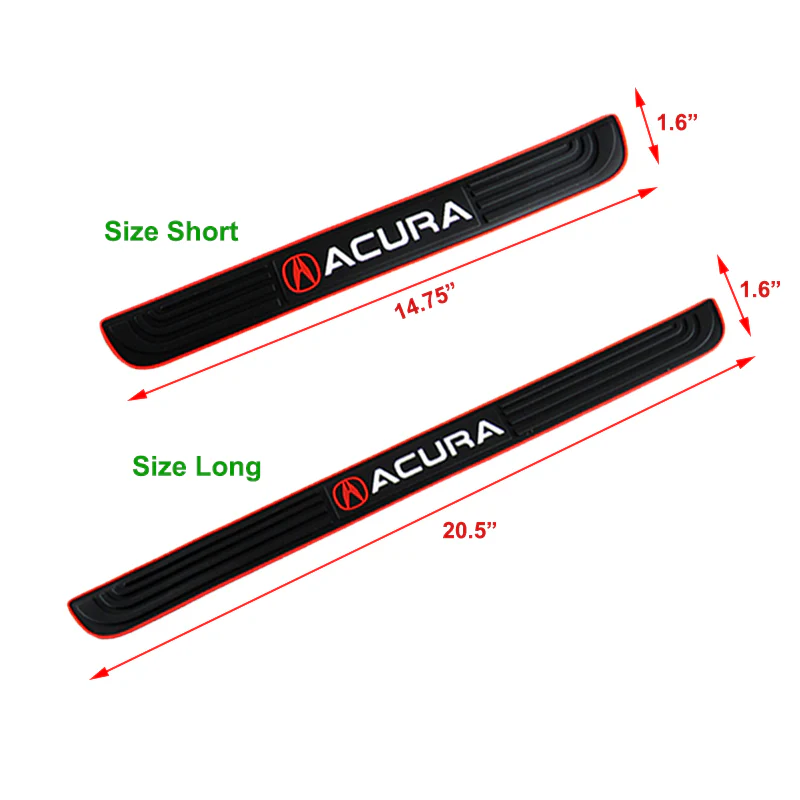 Acura Set Car Door Scuff Sill Rubber Cover Panel Step 4PCS Red Border Protector with Stainless Emblems - Image 6