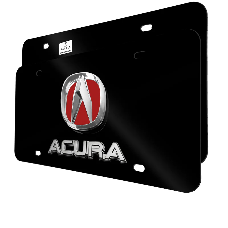 ACURA Stainless Steel Black Chrome Finish 3D Dual Red Logo Front License Plate Frame - Image 6