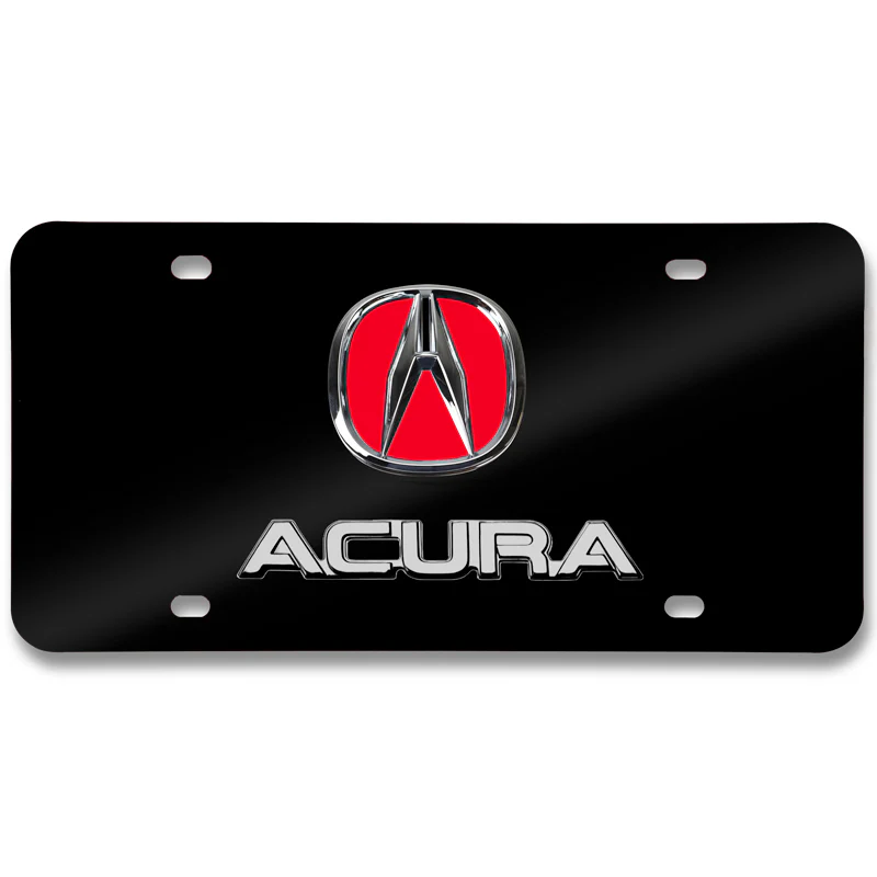 ACURA Stainless Steel Black Chrome Finish 3D Dual Red Logo Front License Plate Frame - Image 7
