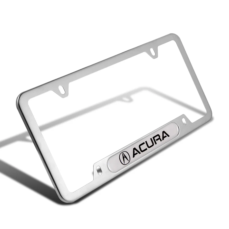 ACURA Stainless Steel Silver Metal License Plate Frame 2PCS For MDX RDX TSX TL with Caps Bolt SET - Image 5