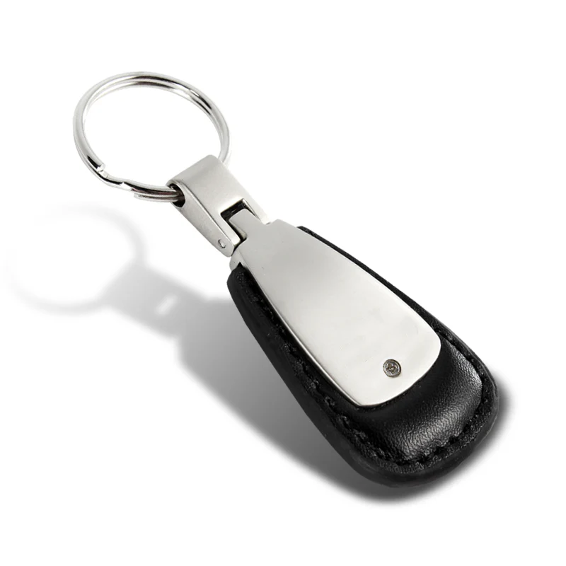 Acura Tear Drop Authentic Black Leather Key Fob Keyring Keychain Tag Engraved - Image 2