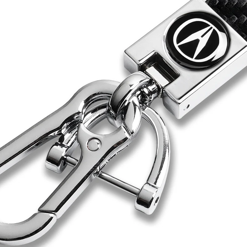 Acura Universal Black 3D Logo Carbon Fiber Look Leather Metal Key Chain Quick Release Lanyard Keychain for INTEGRA RSX TSX - Image 5