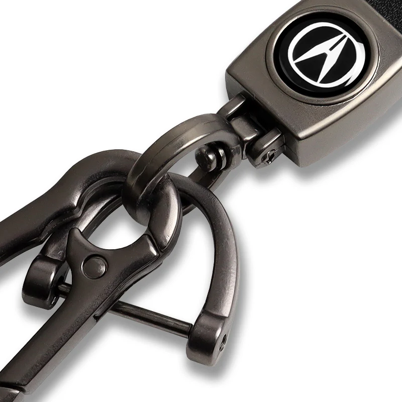 Acura Universal Black 3D Logo Leather Metal Key Chain Quick Release Lanyard Keychain for INTEGRA RSX TSX - Image 2
