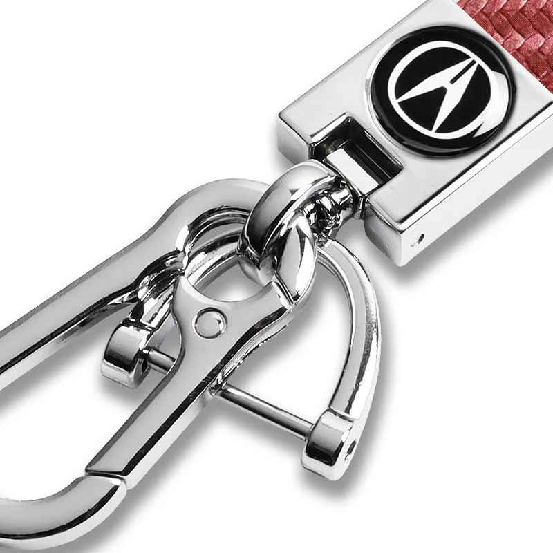 Acura Universal Chrome 3D Logo Carbon Fiber Look Rare Pink Leather Metal Key Chain Quick Release Lanyard Keychain for INTEGRA RSX TSX - Image 4
