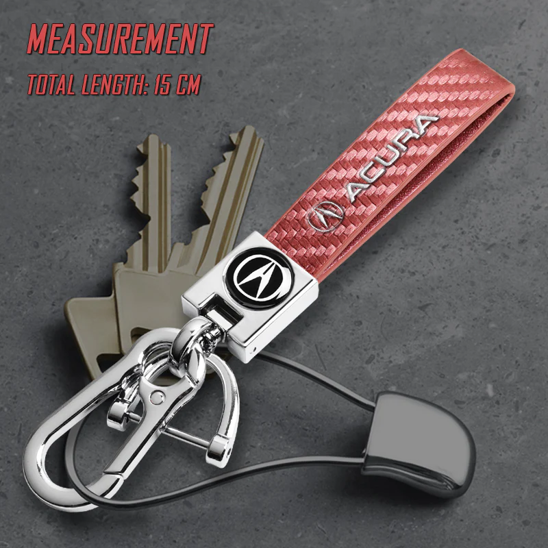 Acura Universal Chrome 3D Logo Carbon Fiber Look Rare Pink Leather Metal Key Chain Quick Release Lanyard Keychain for INTEGRA RSX TSX - Image 6