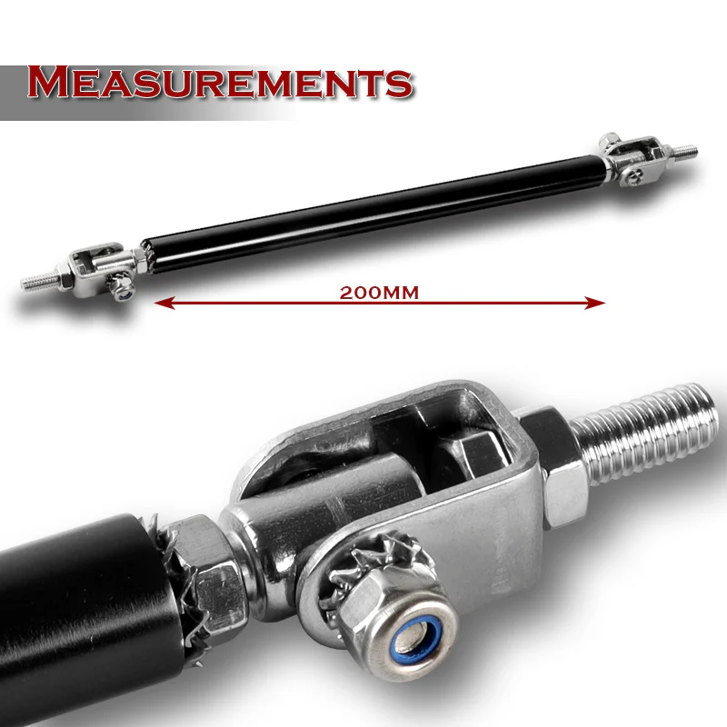 Adjustable 10" - 13" (200mm) Front Bumper Lip Splitter Diffuser Strut Rod Tie Support Bars -Black - Image 2