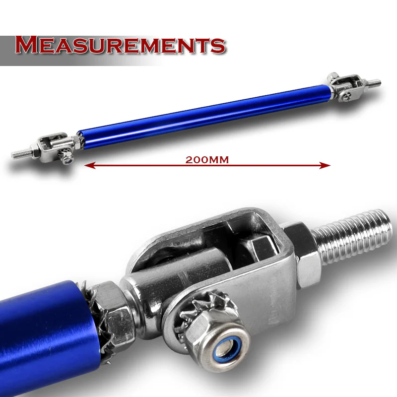 Adjustable 10" - 13" (200mm) Front Bumper Lip Splitter Diffuser Strut Rod Tie Support Bars -Blue - Image 2