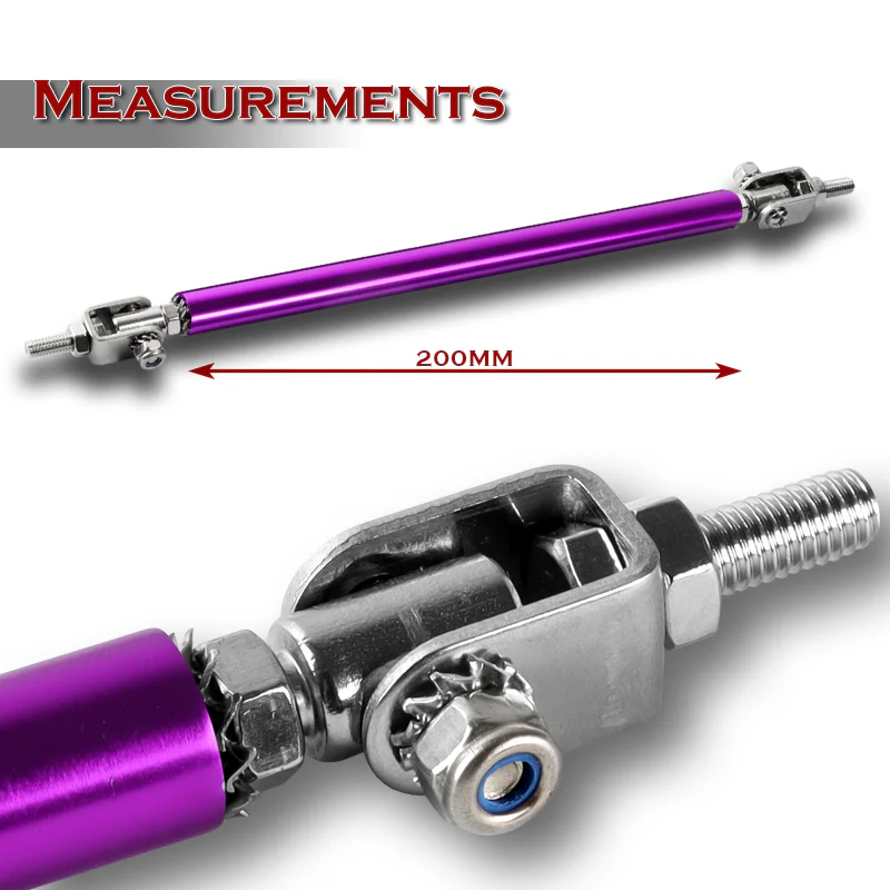 Adjustable 10" - 13" (200mm) Front Bumper Lip Splitter Diffuser Strut Rod Tie Support Bars -Purple - Image 2