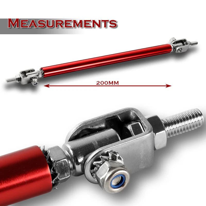 Adjustable 10" - 13" (200mm) Front Bumper Lip Splitter Diffuser Strut Rod Tie Support Bars -Red - Image 2