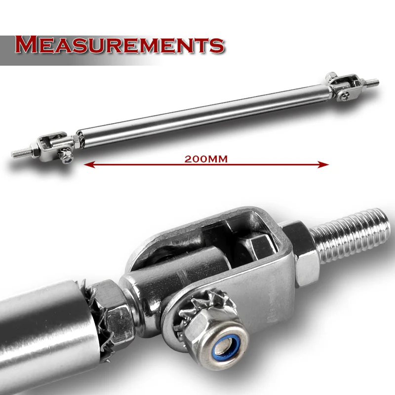 Adjustable 10" - 13" (200mm) Front Bumper Lip Splitter Diffuser Strut Rod Tie Support Bars -Silver - Image 2