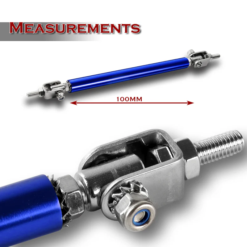 Adjustable 7" - 9" (100mm) Front Bumper Lip Splitter Diffuser Strut Rod Tie Support Bars -Blue - Image 2