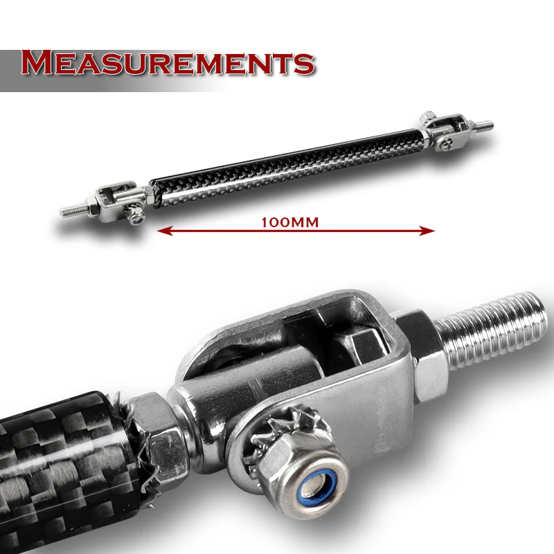 Adjustable 7" - 9" (100mm) Front Bumper Lip Splitter Diffuser Strut Rod Tie Support Bars -Carbon Fiber Look - Image 2