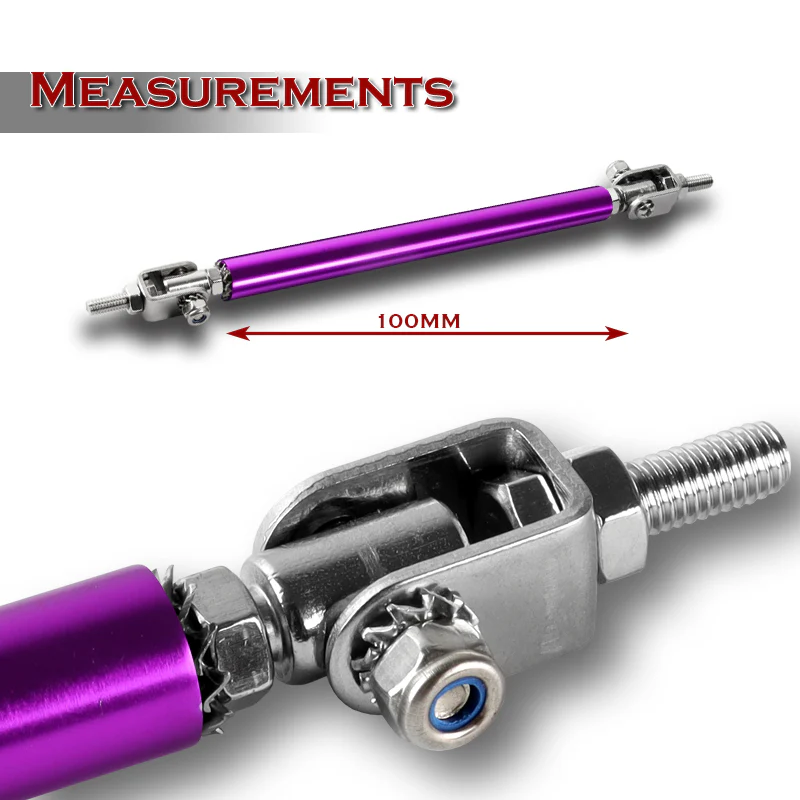 Adjustable 7" - 9" (100mm) Front Bumper Lip Splitter Diffuser Strut Rod Tie Support Bars -Purple - Image 2