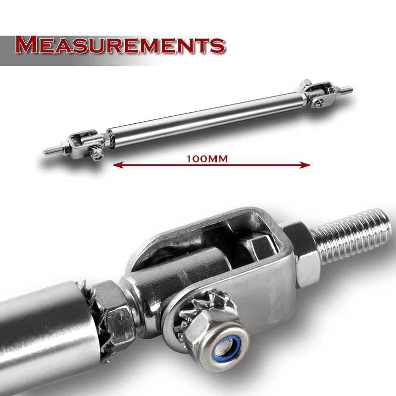 Adjustable 7" - 9" (100mm) Front Bumper Lip Splitter Diffuser Strut Rod Tie Support Bars -Silver - Image 2
