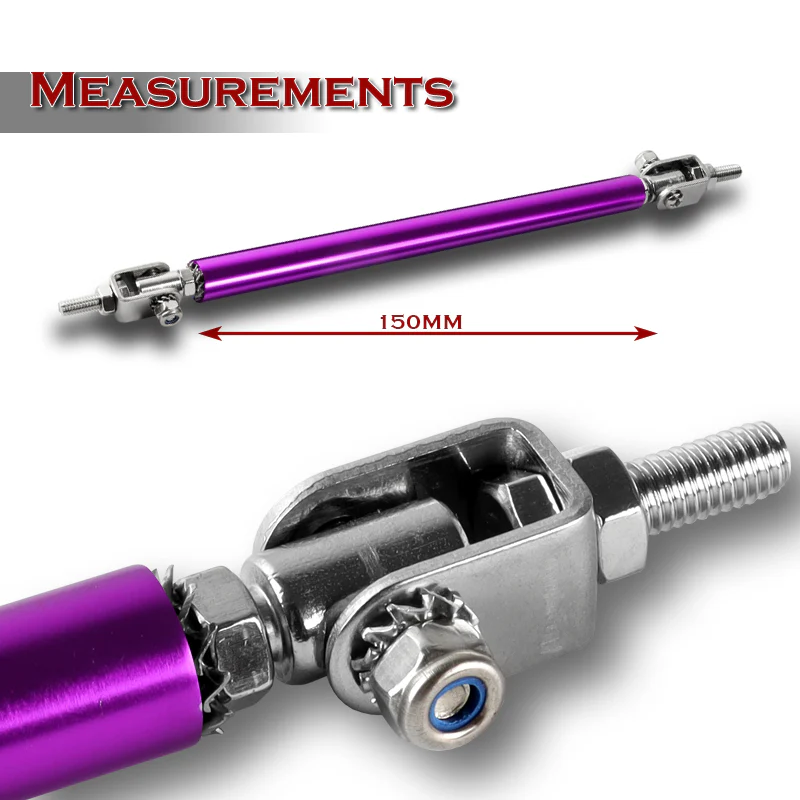Adjustable 8" - 11" (150mm) Front Bumper Lip Splitter Diffuser Strut Rod Tie Support Bars -Purple - Image 2