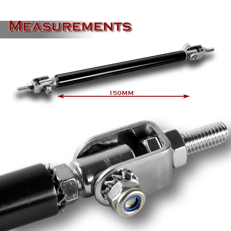 Adjustable 8" - 11" (150mm) Front Bumper Lip Splitter Diffuser Strut Rod Tie Support Bars -Black - Image 2