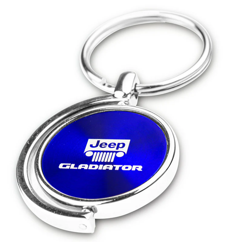 Au-Tomotive Gold For JEEP Gladiator Blue Metal Chrome Spinner Key Chain Ring Fob - Image 2