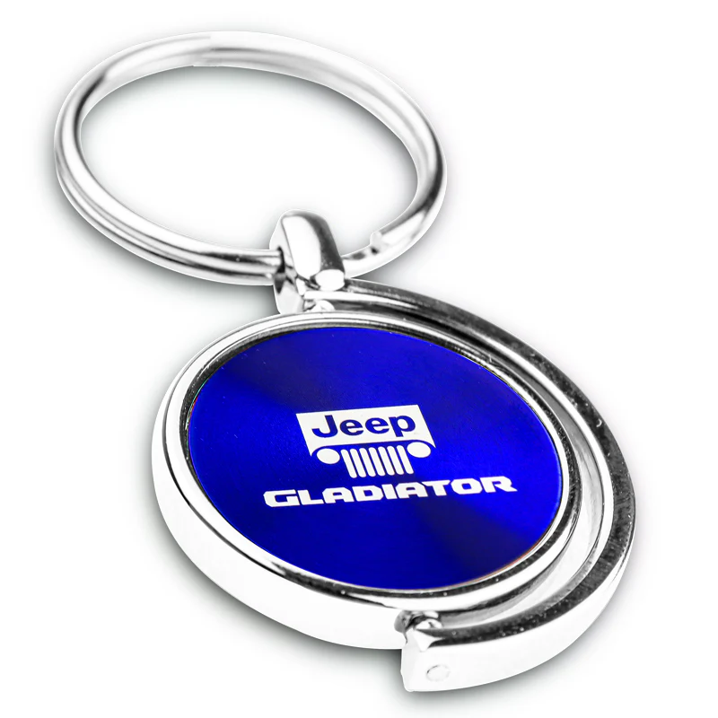 Au-Tomotive Gold For JEEP Gladiator Blue Metal Chrome Spinner Key Chain Ring Fob - Image 4