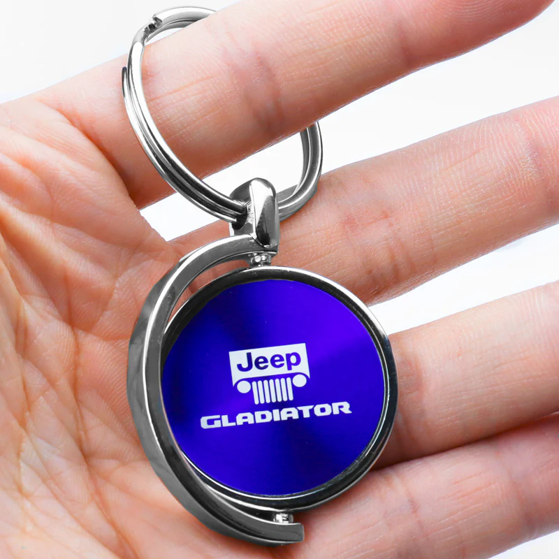 Au-Tomotive Gold For JEEP Gladiator Blue Metal Chrome Spinner Key Chain Ring Fob - Image 5